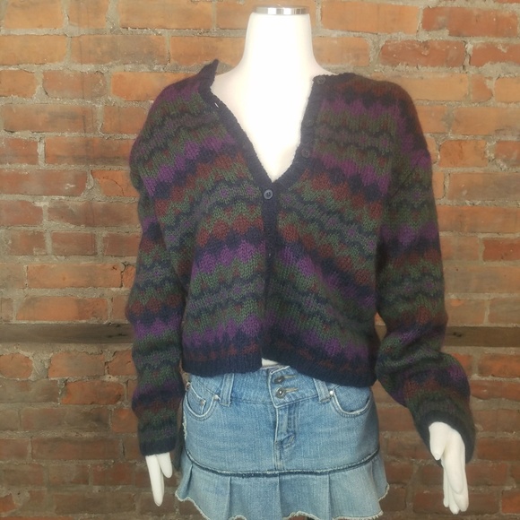 VTG Women's Sweater Cardigan Fuzzy Mohair Blend - Picture 3 of 7